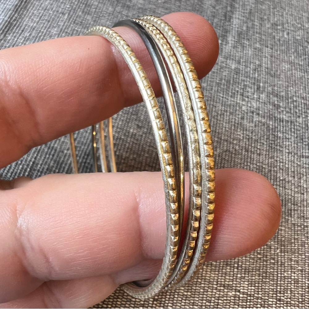 Sexy Frosty Gold and Silver Bangle Set